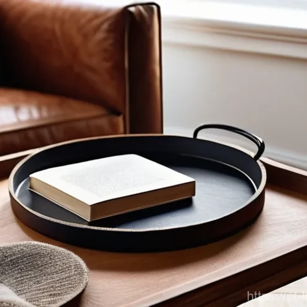 가죽공예 홈데코 소품 - **Prompt 1: Cozy Living Room Vignette with Handcrafted Leather Accents**
"A warmly lit, inviting...