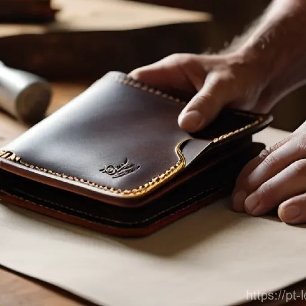 가죽공예 맞춤형 제작 - **Prompt 1: The Artisan's Touch of Personalization**
"A close-up, high-resolution shot of an art...