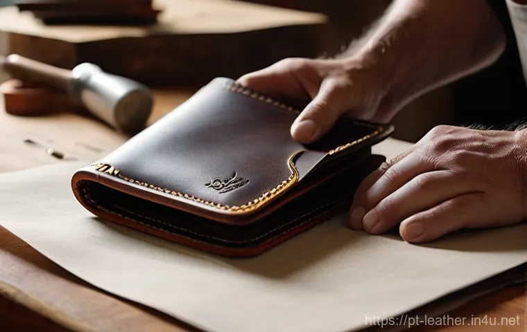 가죽공예 맞춤형 제작 - **Prompt 1: The Artisan's Touch of Personalization**
"A close-up, high-resolution shot of an art...